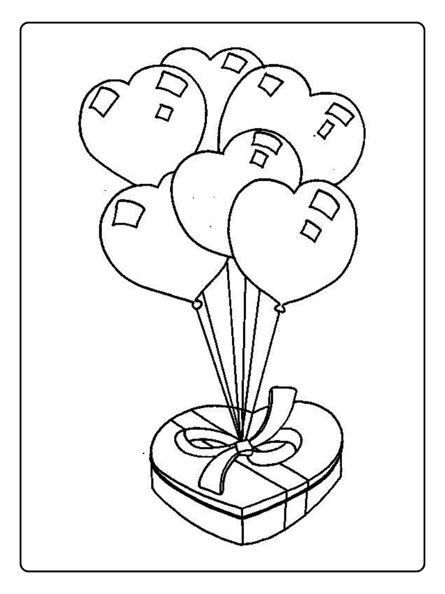 Coloriage ballons Saint Valentin à imprimer