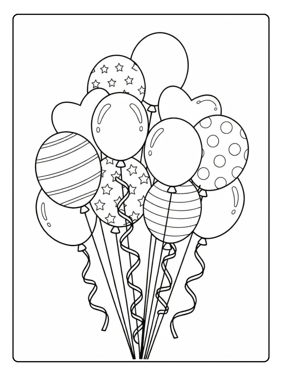 Coloriage ballons romantiques Saint Valentin