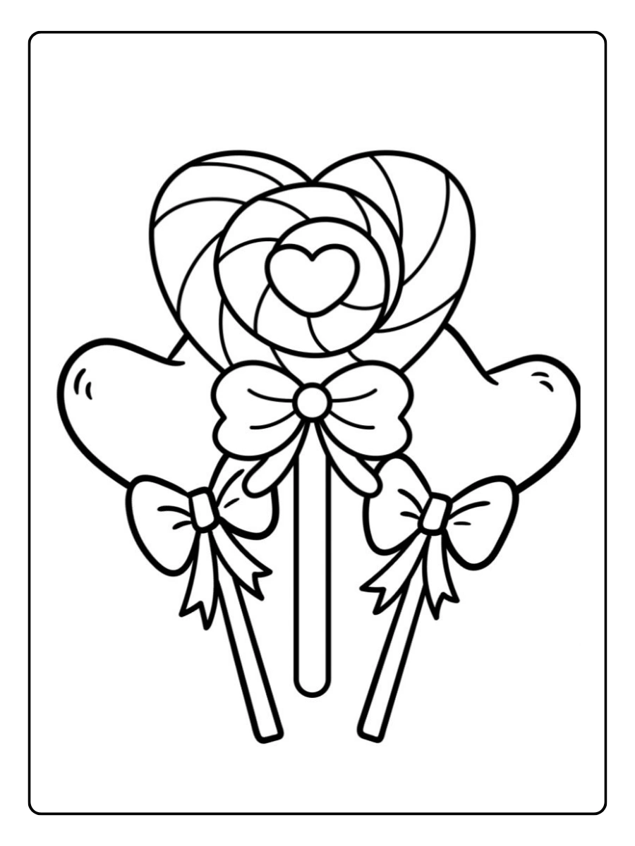 Coloriage bonbons Saint Valentin facile