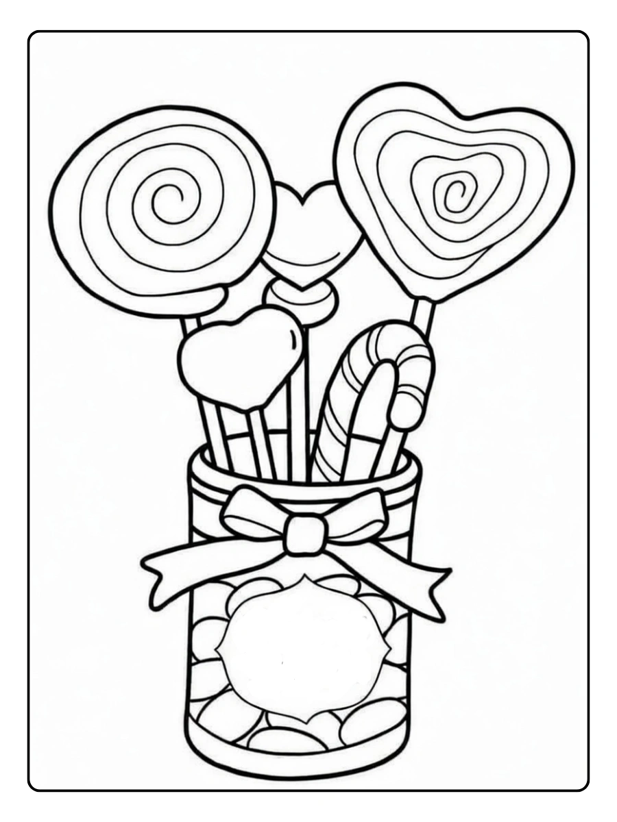 Coloriage bonbons Saint Valentin