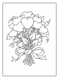 Coloriage bouquet Saint Valentin à imprimer