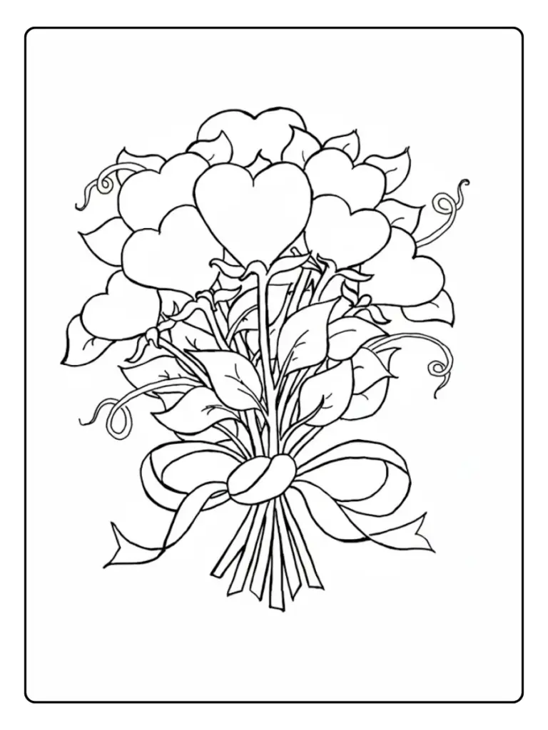 Coloriage bouquet Saint Valentin à imprimer