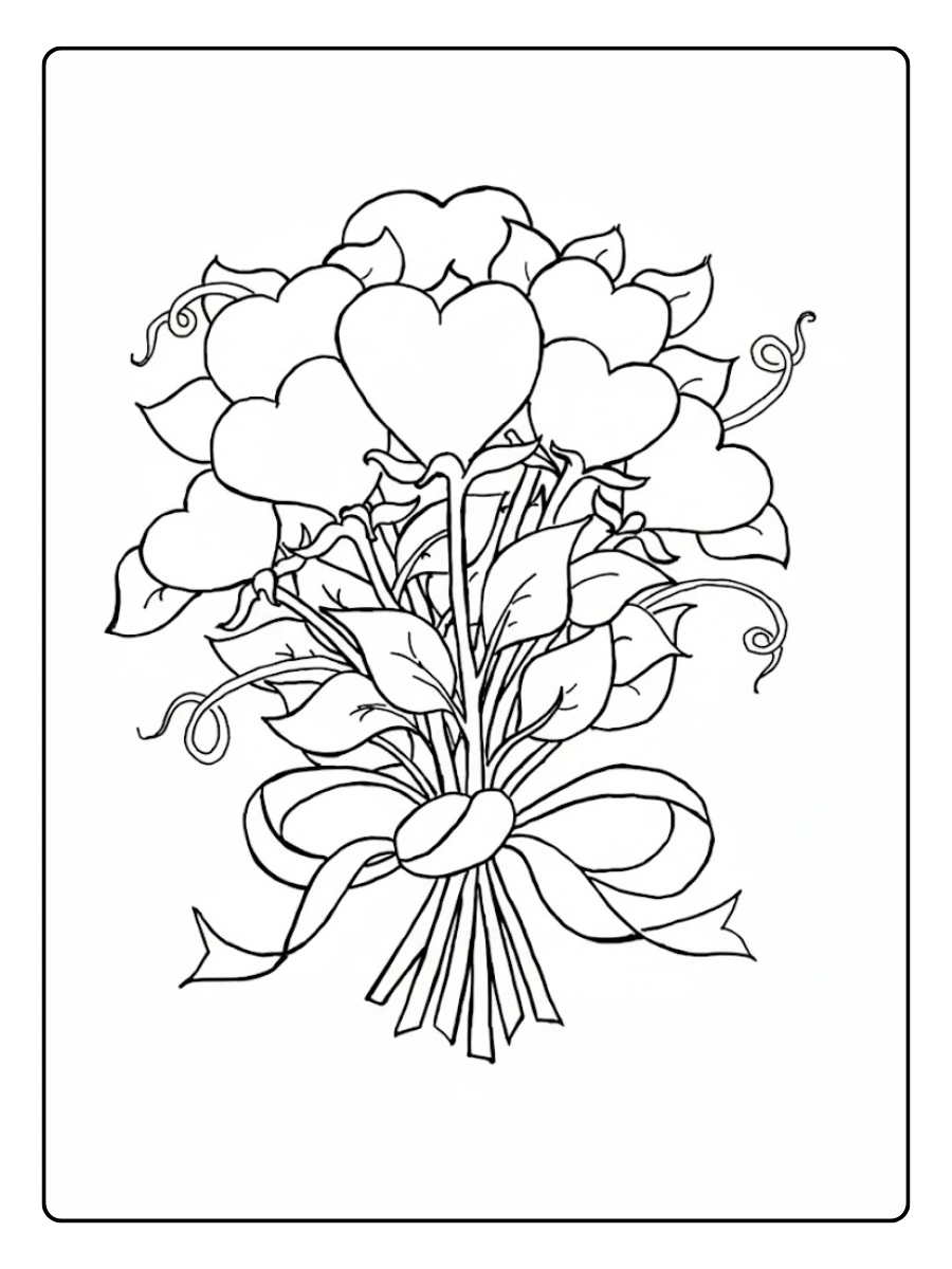 Coloriage bouquet Saint Valentin à imprimer