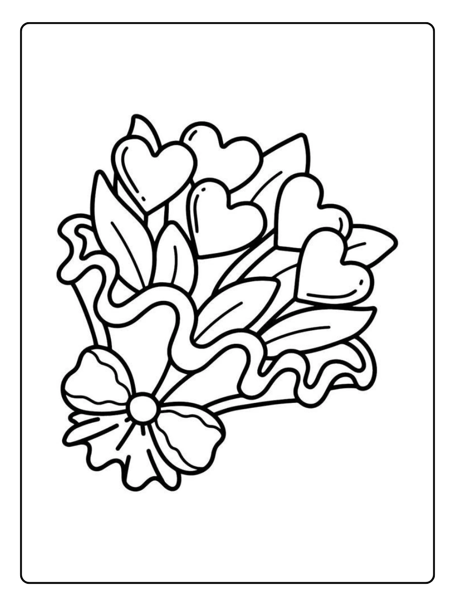 Coloriage bouquet Saint Valentin pour enfants