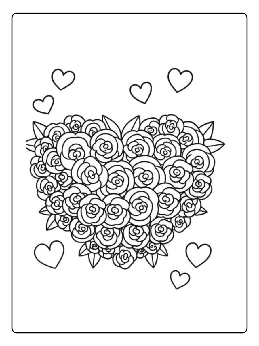 Coloriage bouquet de roses Saint Valentin
