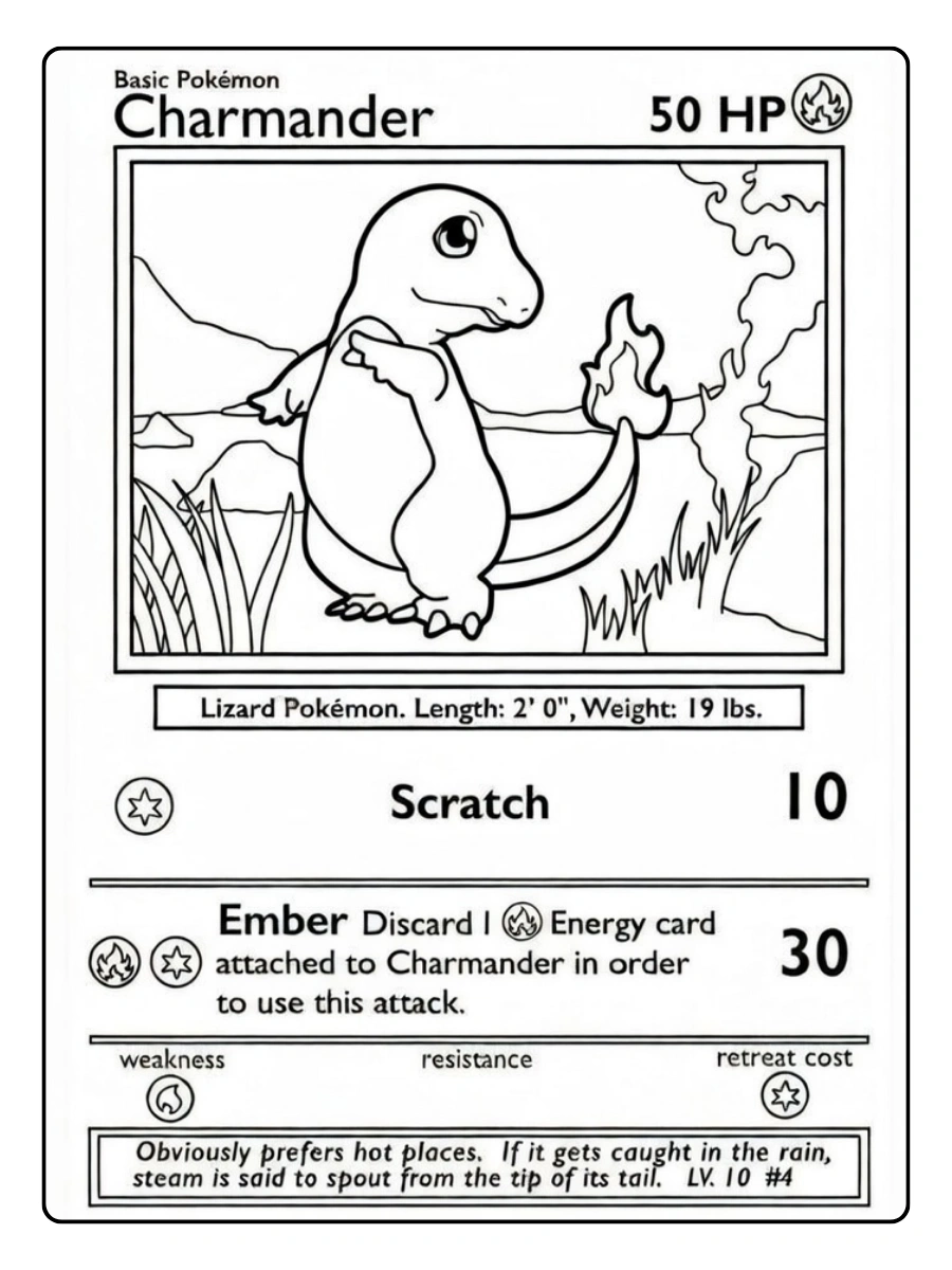 Coloriage carte Pokémon Pikachu