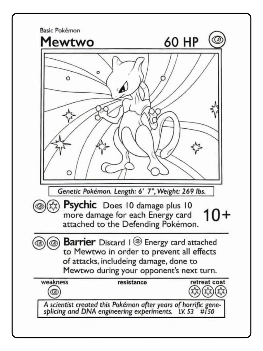 Coloriage carte Pokémon facile