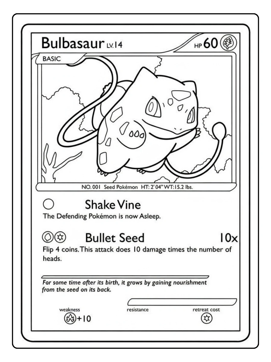Coloriage carte Pokémon simple