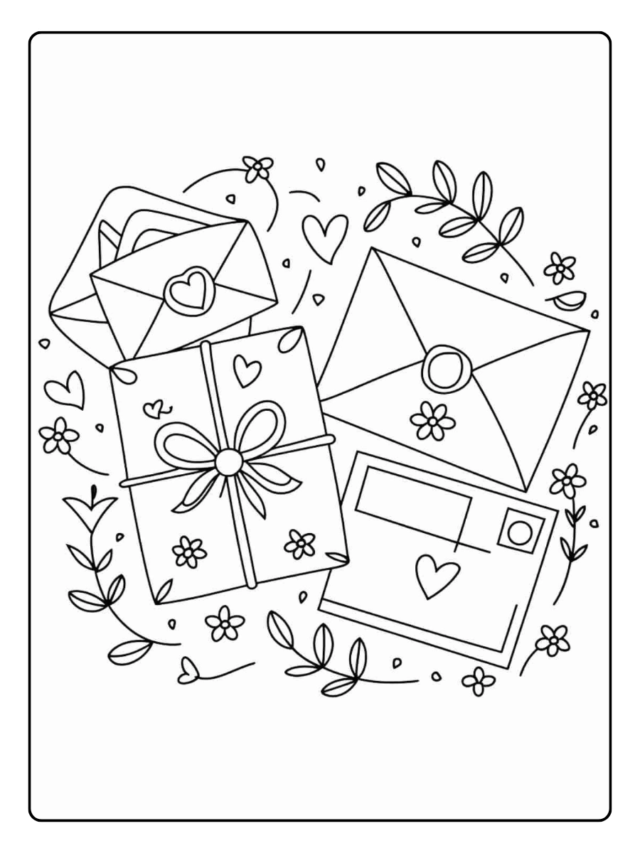 Coloriage carte Saint Valentin DIY