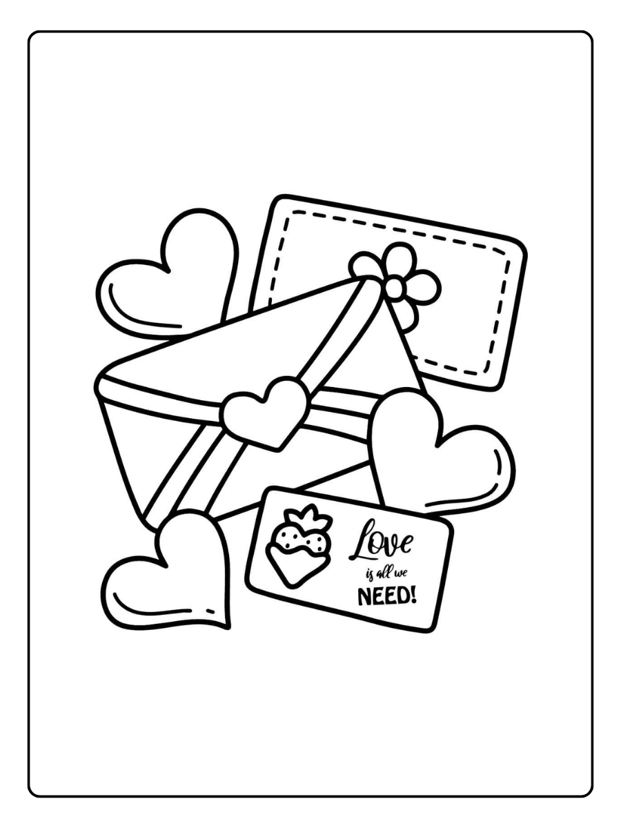 Coloriage carte Saint Valentin à colorier