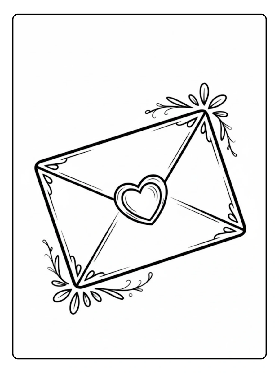 Coloriage carte Saint Valentin à imprimer