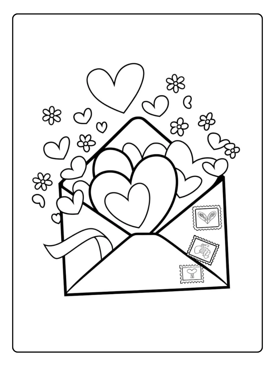 Coloriage carte Saint Valentin à plier