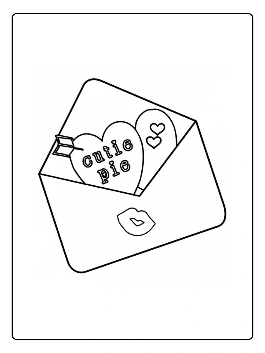 Coloriage carte Saint Valentin enfant