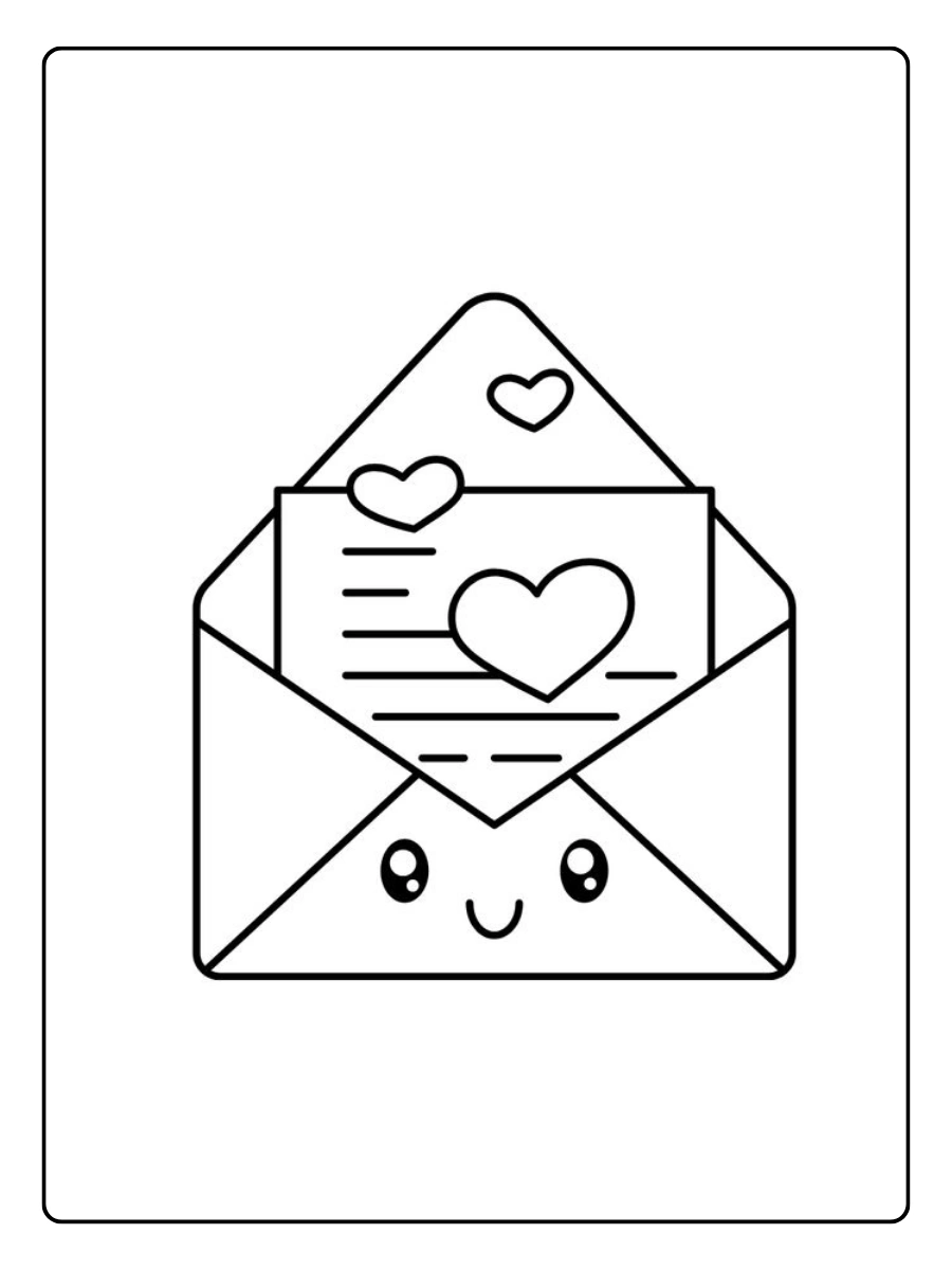 Coloriage carte Saint Valentin facile