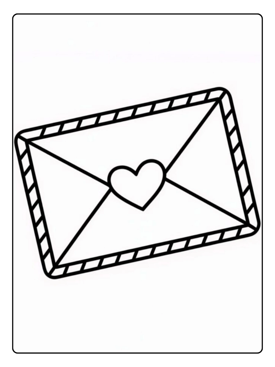 Coloriage carte Saint Valentin fait main