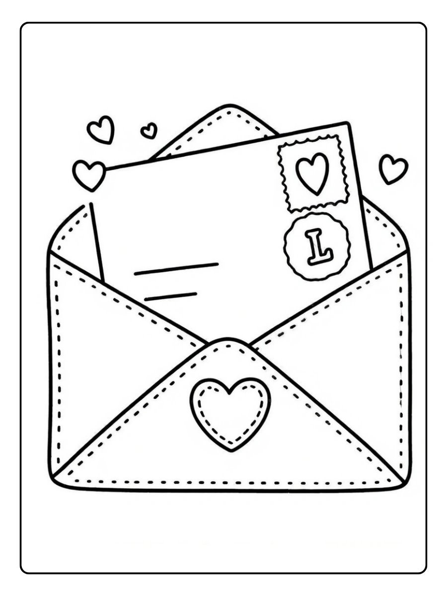 Coloriage carte Saint Valentin gratuit