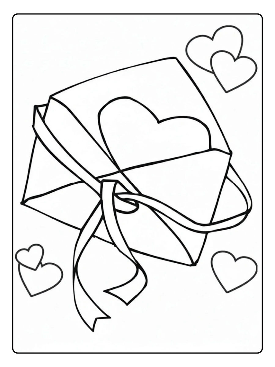 Coloriage carte Saint Valentin