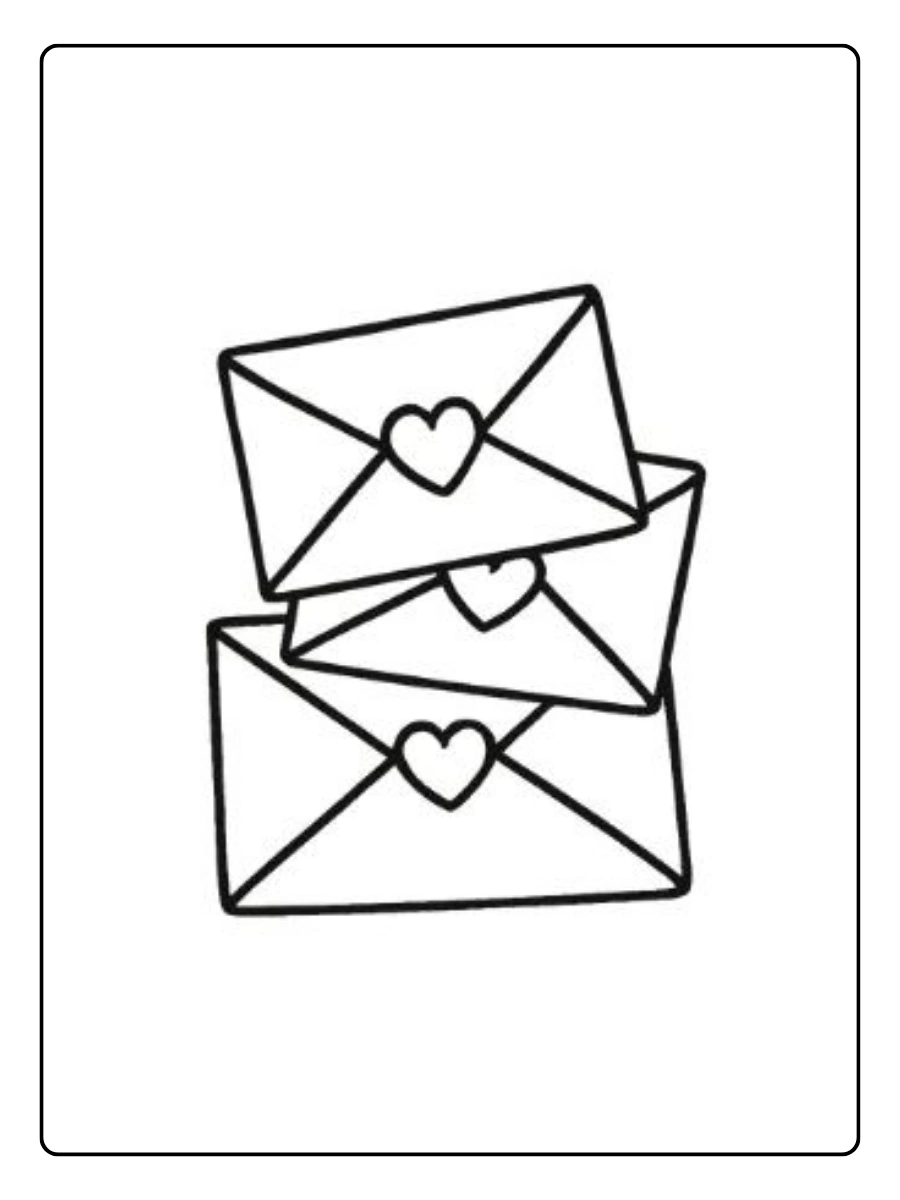 Coloriage carte romantique Saint Valentin