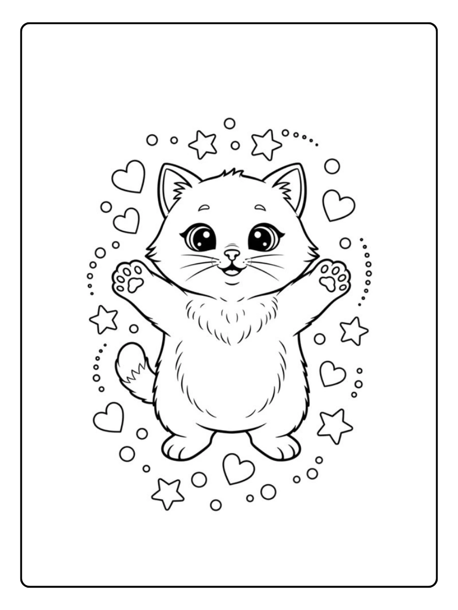 Coloriage chat Saint Valentin à colorier