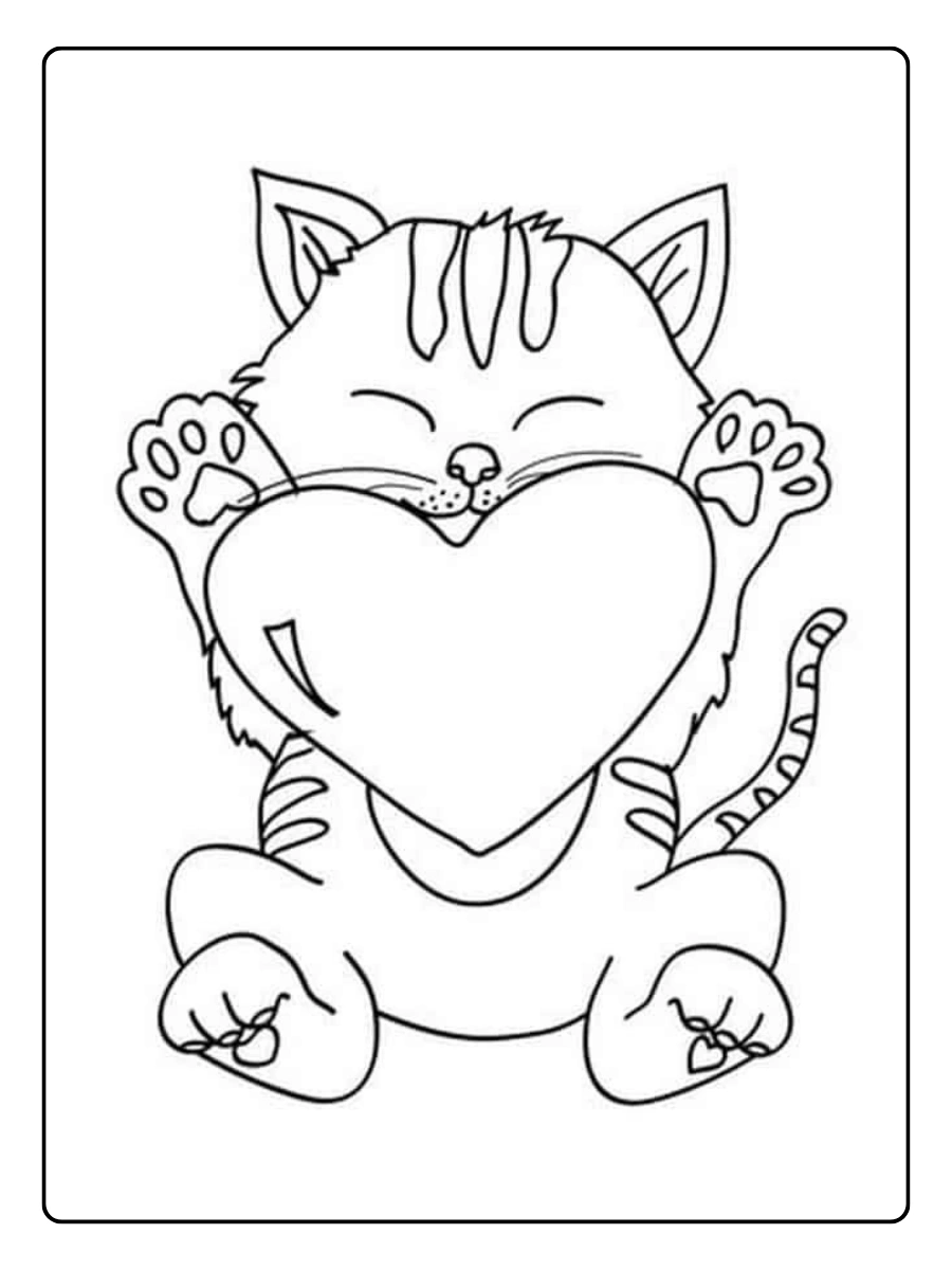 Coloriage chat Saint Valentin gratuit