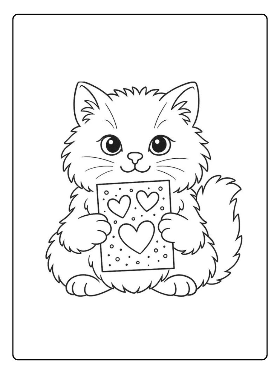 Coloriage chat Valentin à imprimer