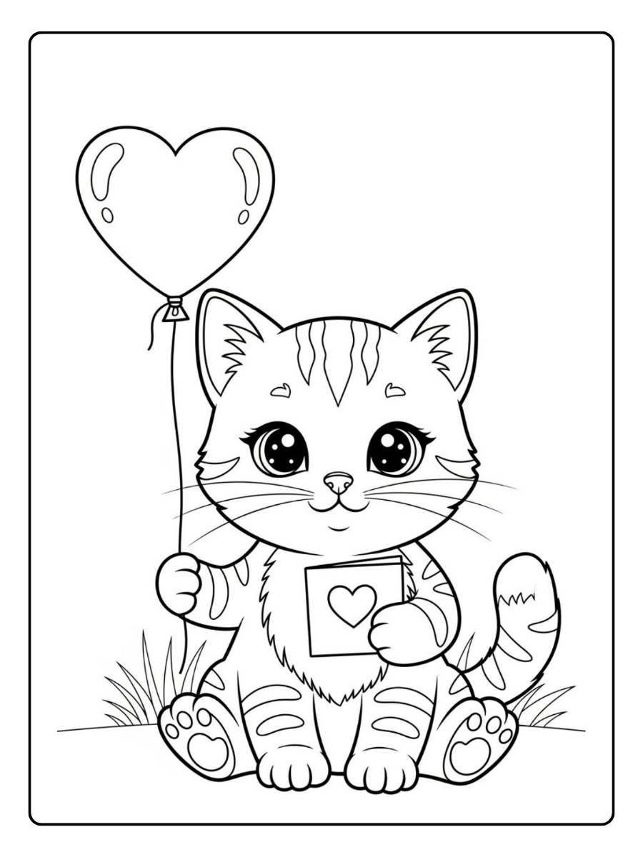 Coloriage chat Valentin noir et blanc