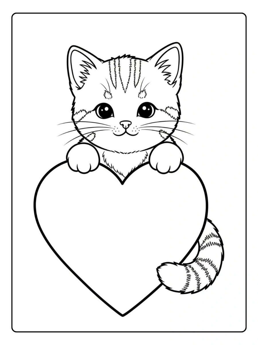 Coloriage chat Valentin pour adulte
