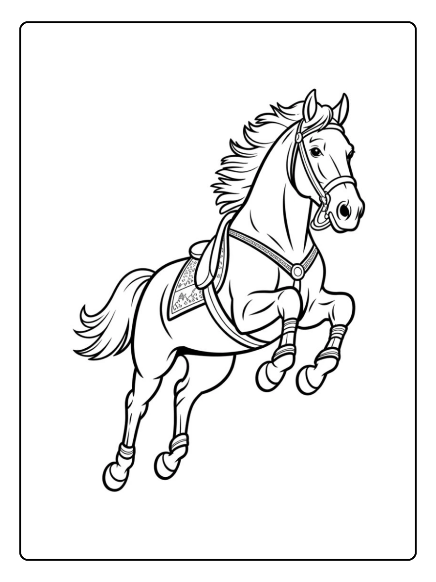 Coloriage cheval noir et blanc