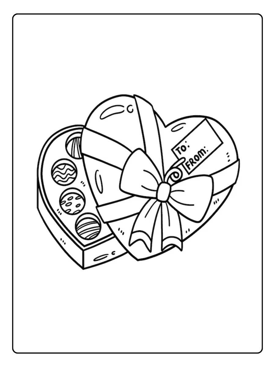 Coloriage chocolat Saint Valentin à imprimer