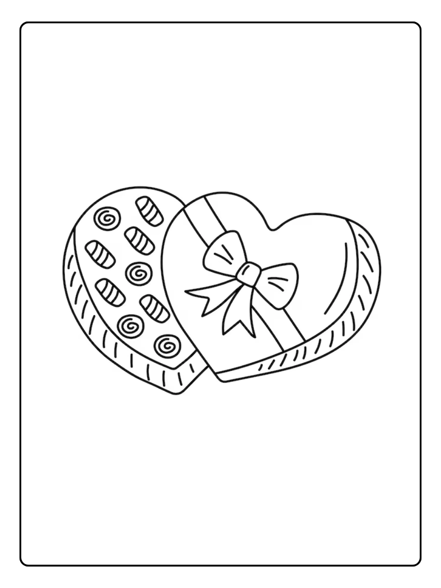 Coloriage chocolat Saint Valentin facile