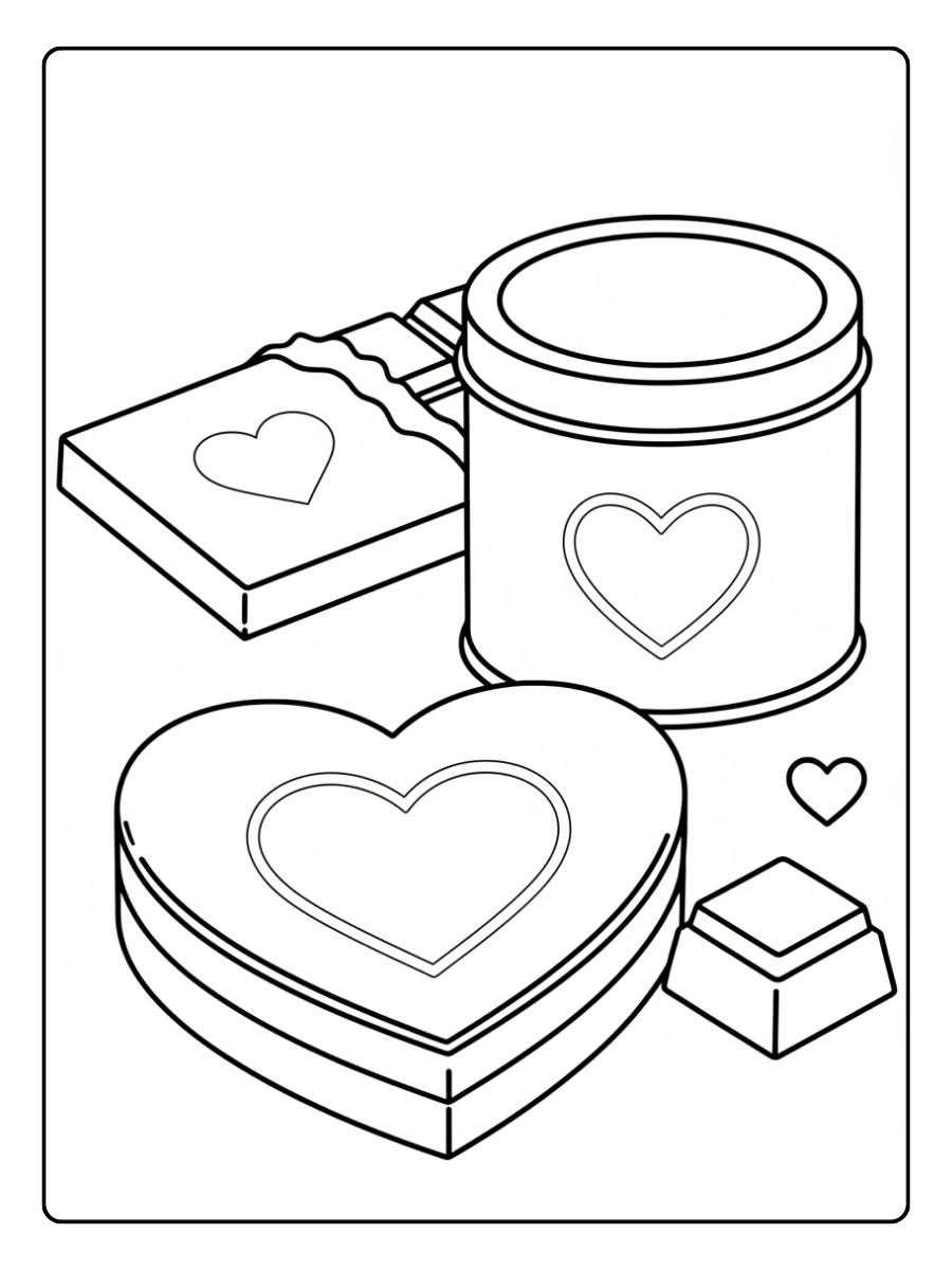 Coloriage chocolat Saint Valentin pour enfants