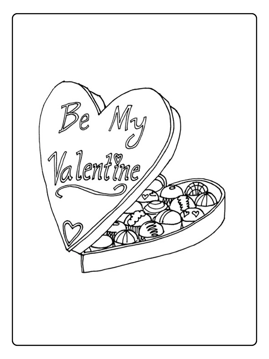Coloriage chocolats romantiques Saint Valentin
