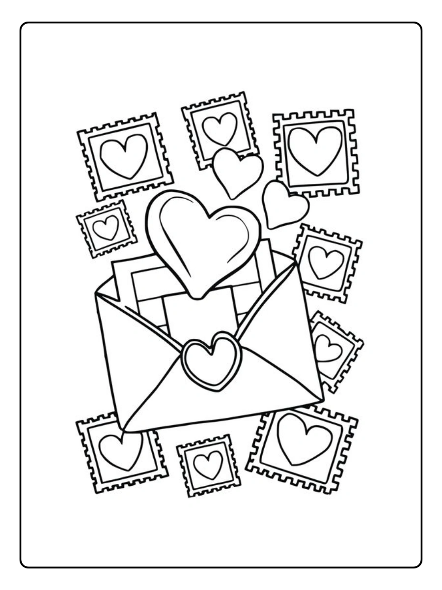 Coloriage cœur Saint Valentin enfant