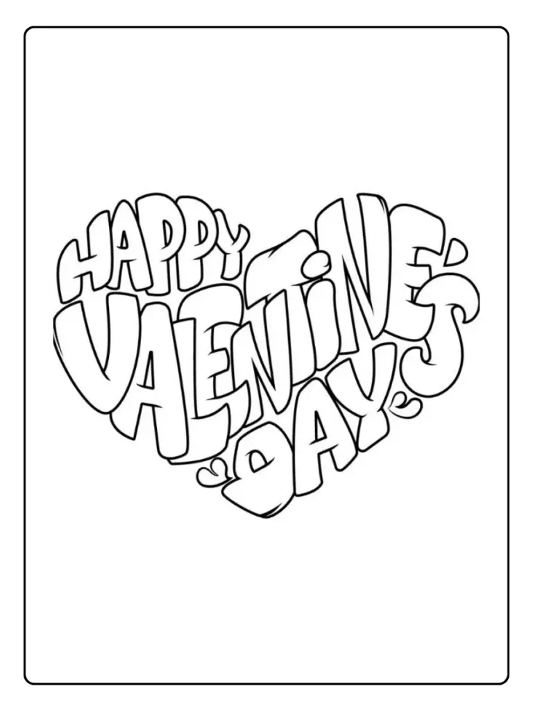 Coloriage cœur avec message Saint Valentin