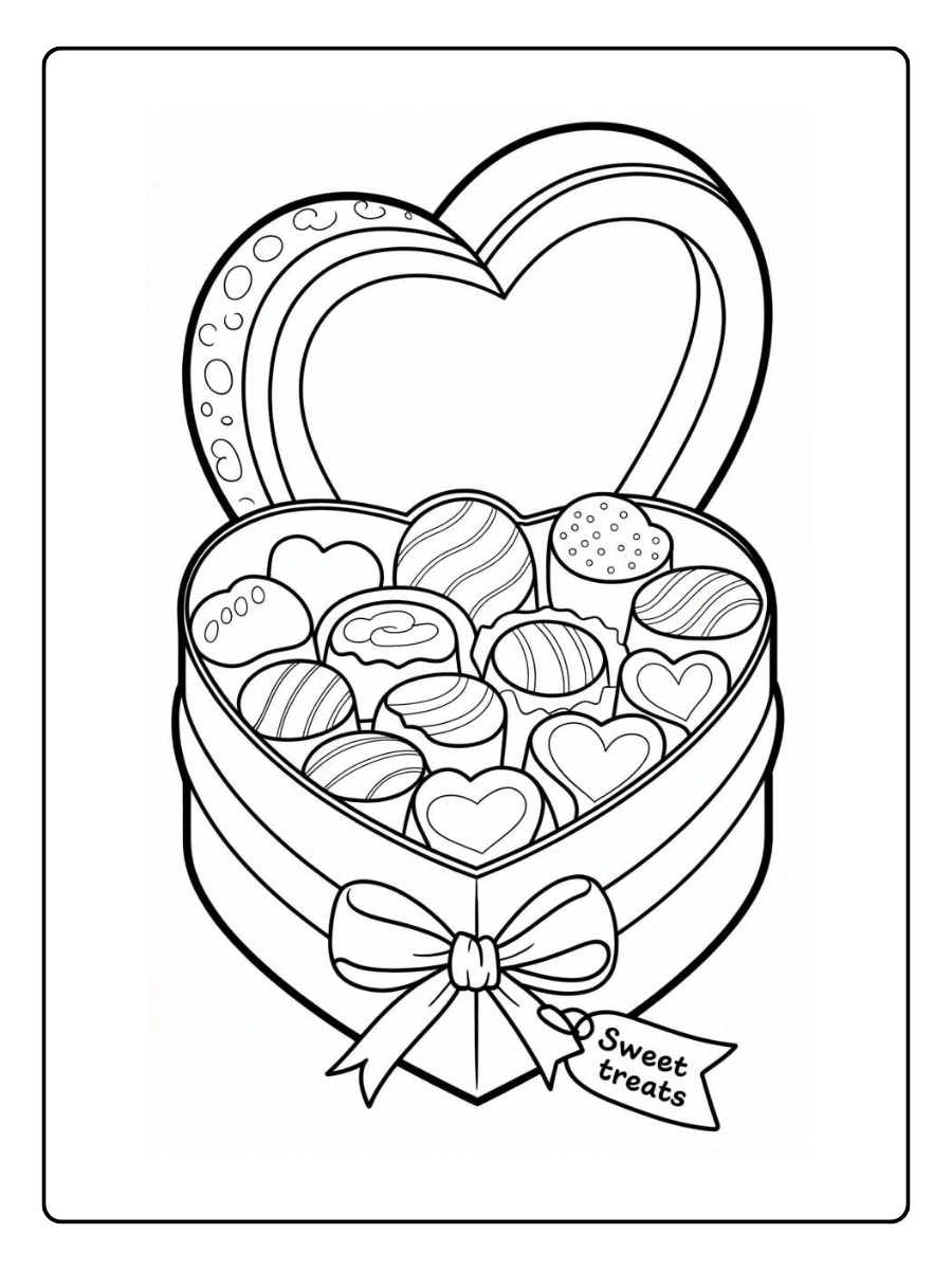 Coloriage cœur romantique Saint Valentin