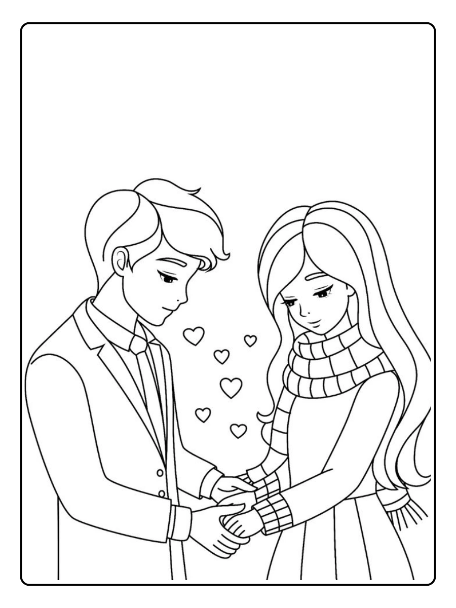 Coloriage couple Saint Valentin à imprimer