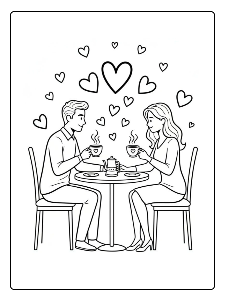 Coloriage couple Saint Valentin amoureux