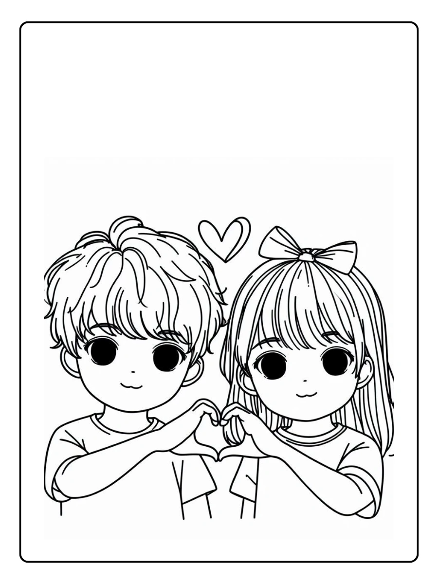 Coloriage couple romantique facile