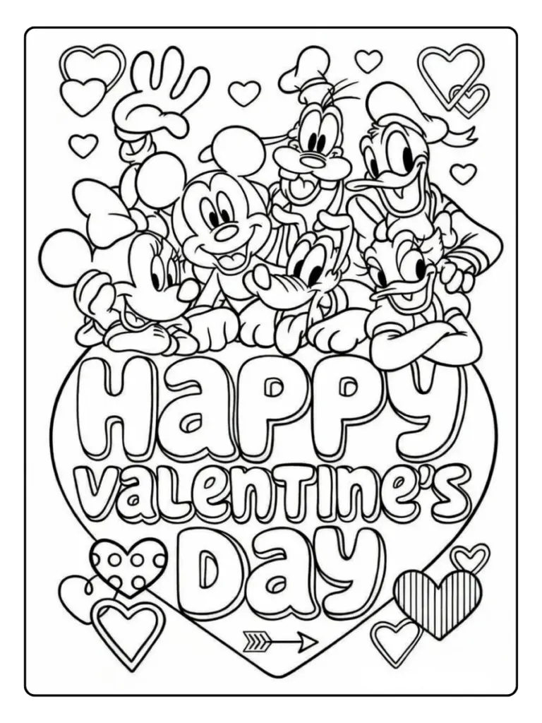 Coloriage couples Disney Saint Valentin
