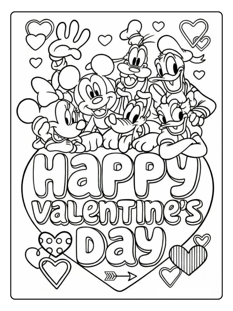 Coloriage couples Disney Saint Valentin