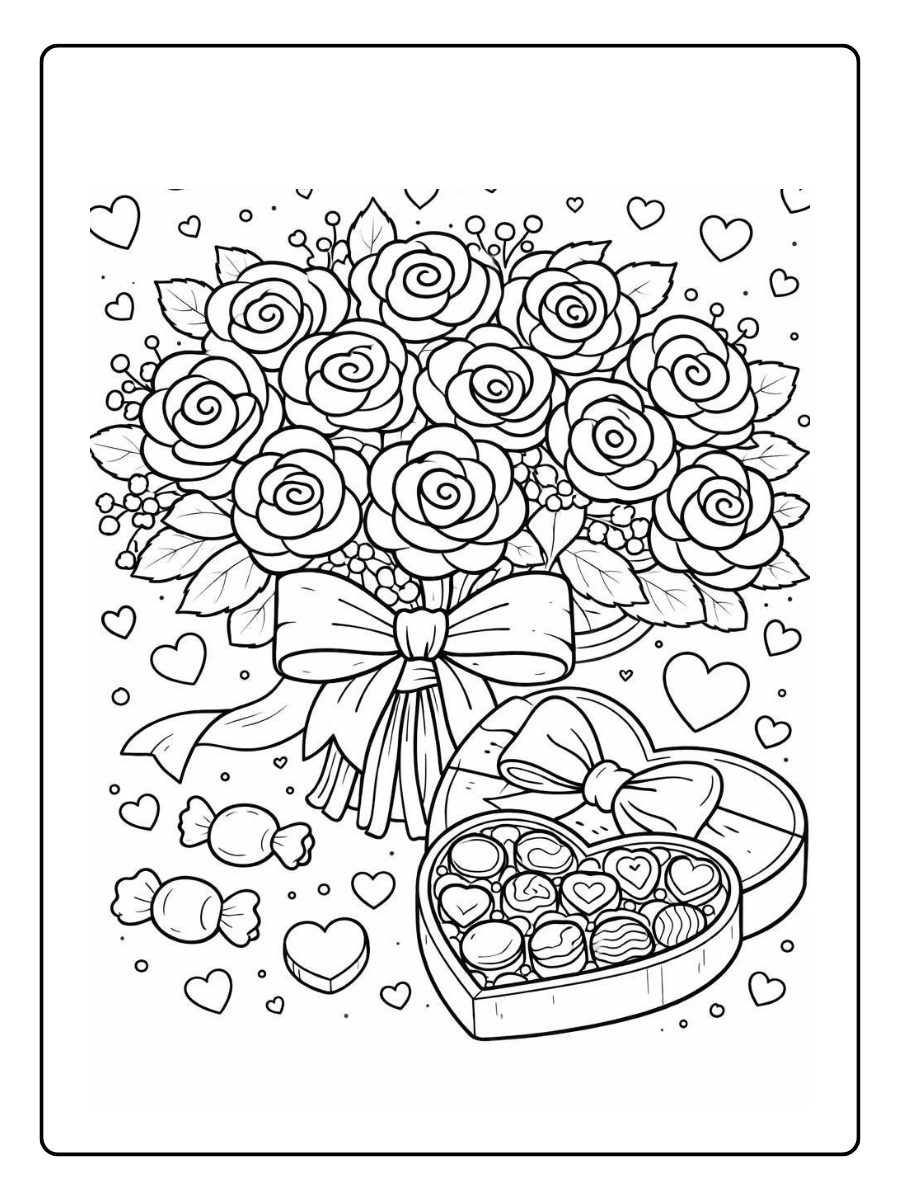 Coloriage fleurs Saint Valentin