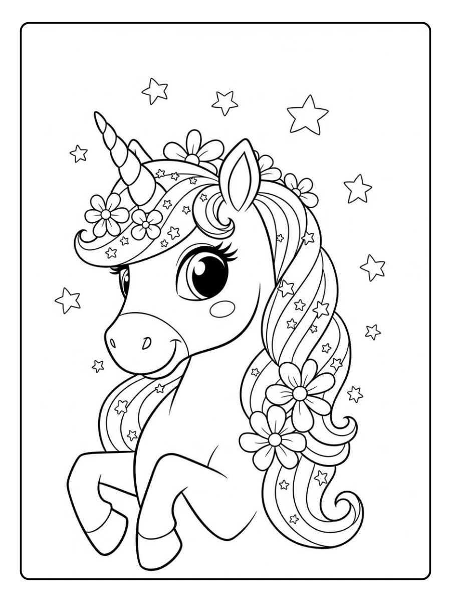 Coloriage licorne facile noir et blanc