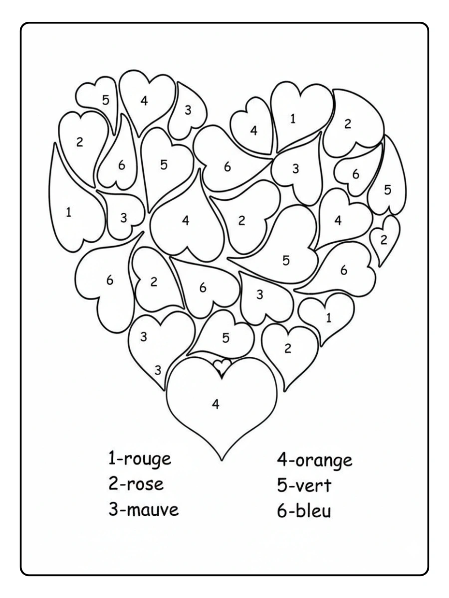 Coloriage magique Saint Valentin à imprimer