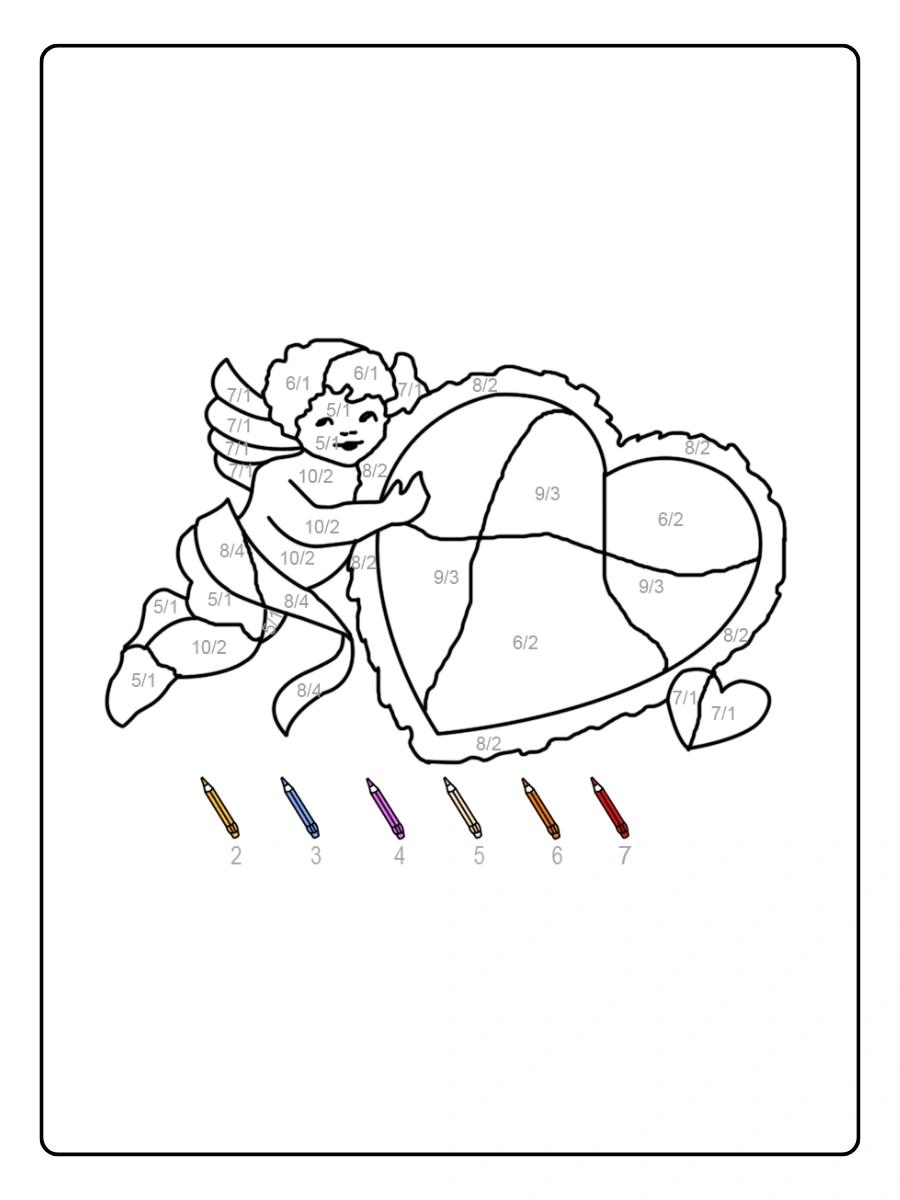 Coloriage magique amour Valentine