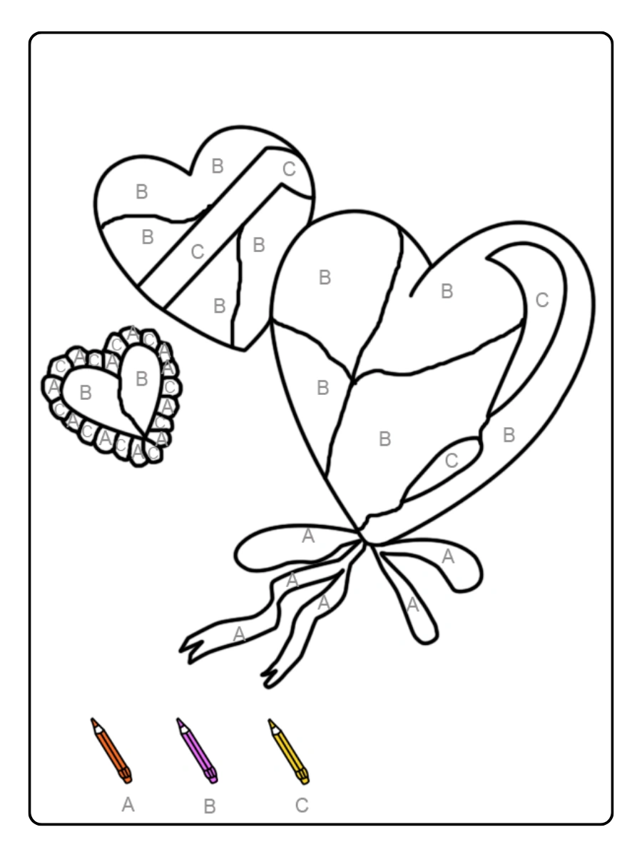 Coloriage magique cœur Saint Valentin