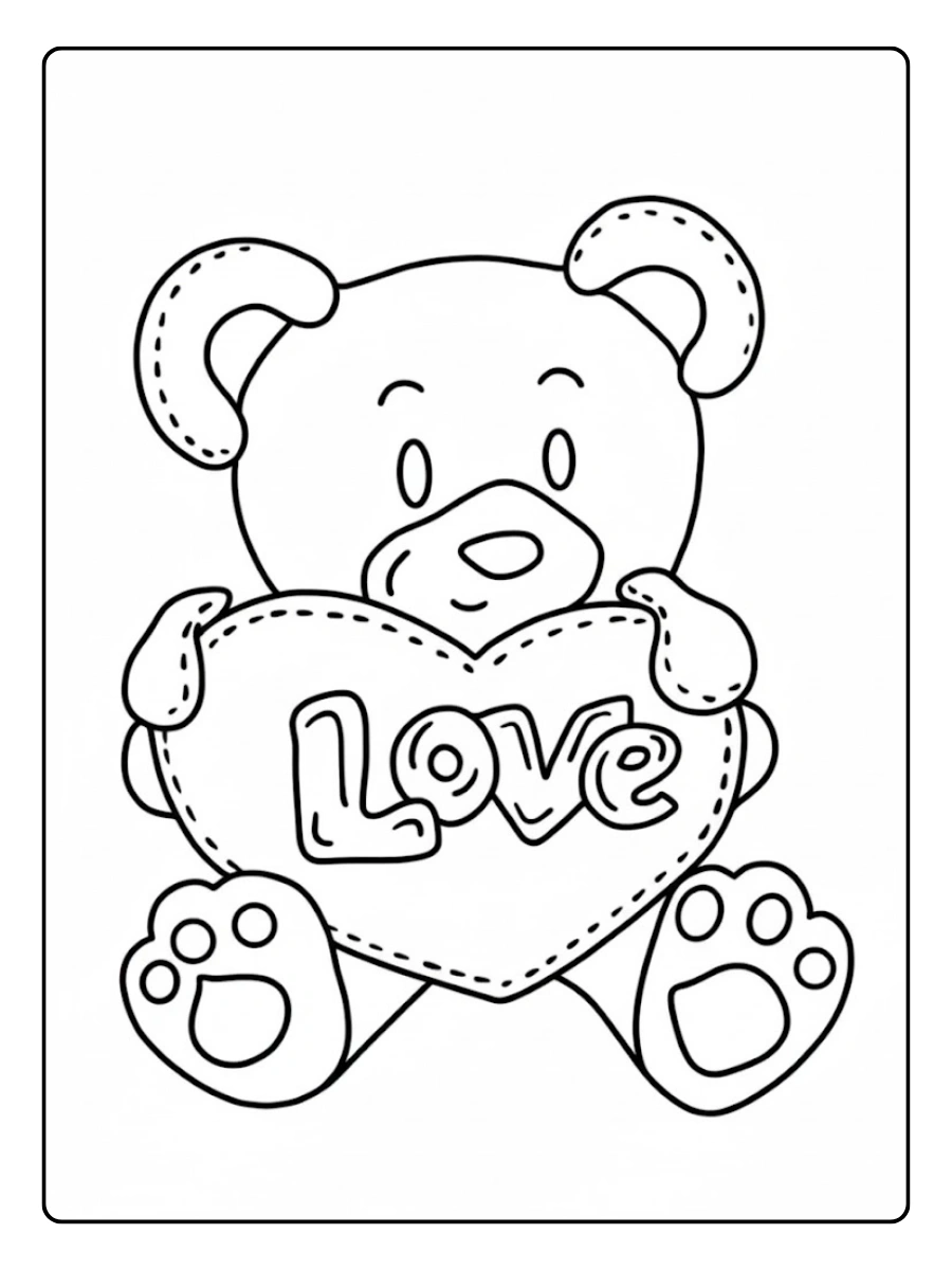 Coloriage ours Saint Valentin