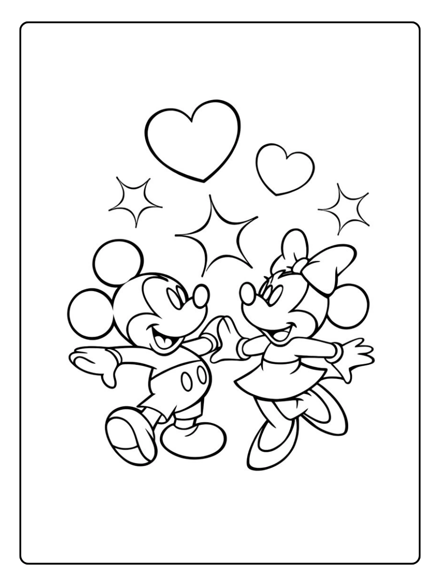 Coloriage personnages Disney amoureux