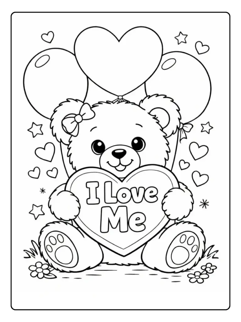 Coloriage romantique amour Valentine