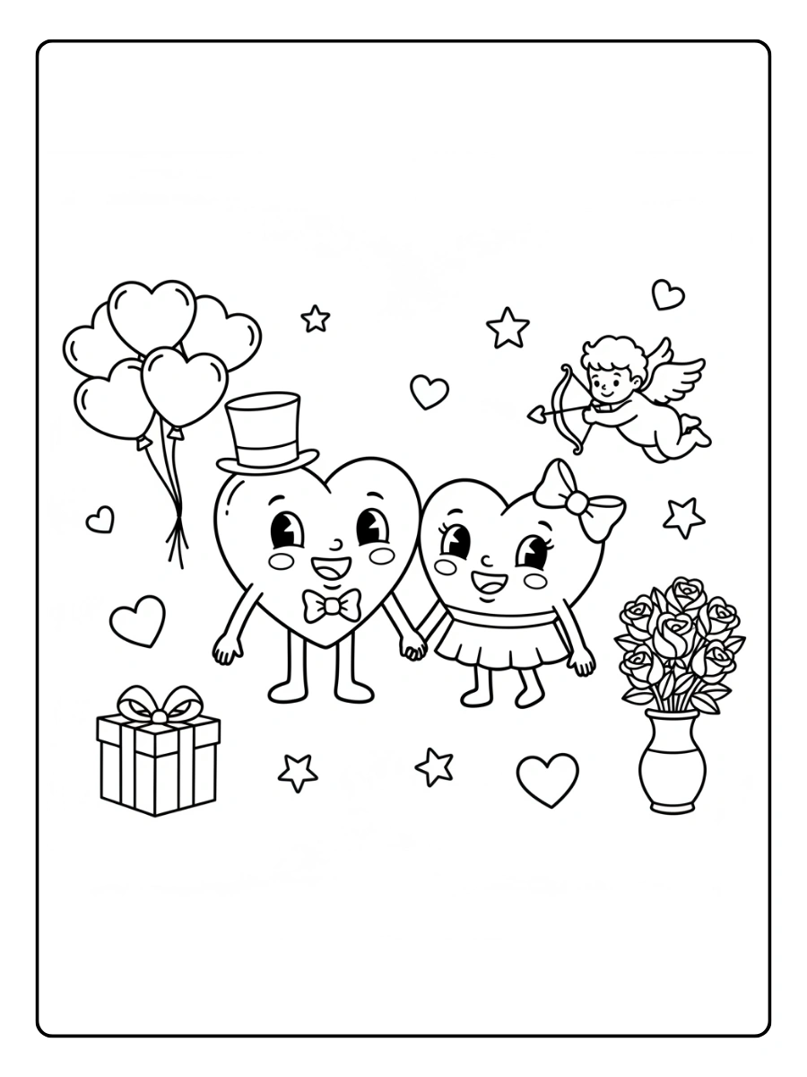 Coloriages Saint Valentin Cartoon