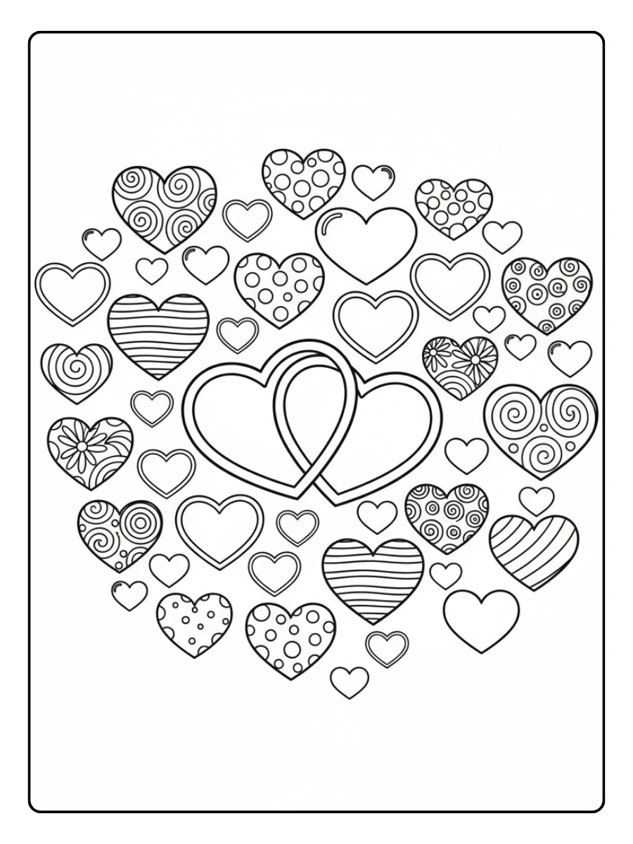 Coloriages Saint Valentin Cœurs